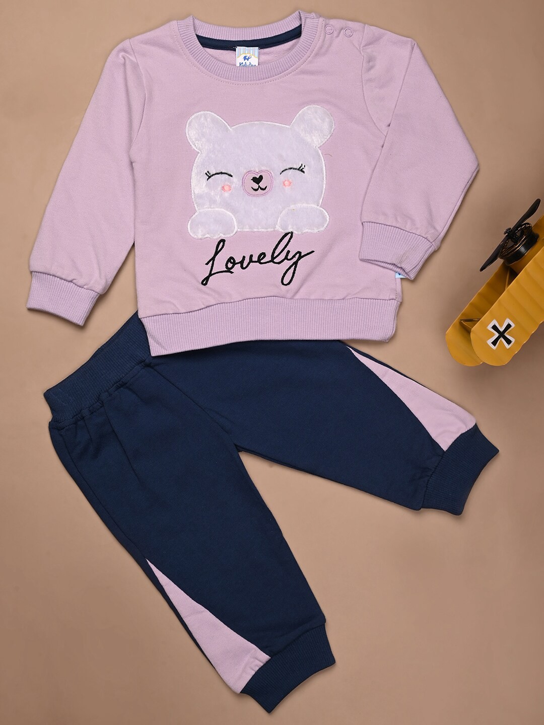 

V-Mart Kids Embroidered Pure Cotton Top & Pyjama, Purple