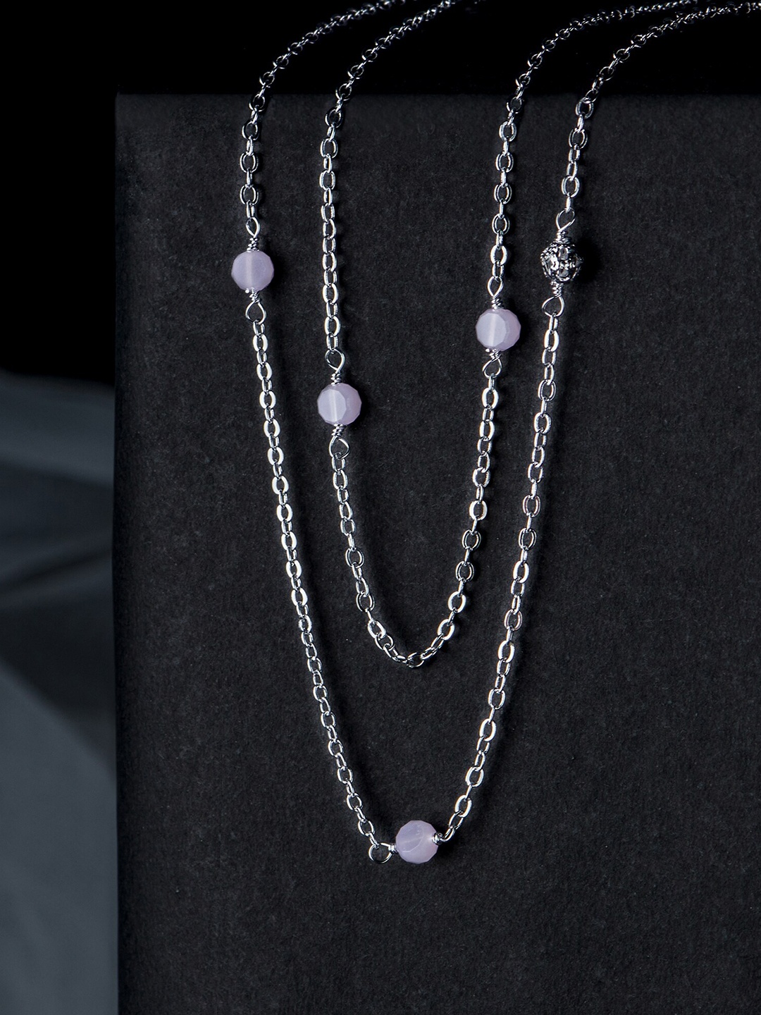 

Accessorize London Women Sterling Silver Plated Longline Rose Quartz Necklace