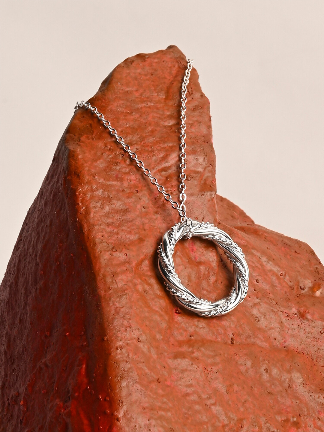 

Accessorize London Women Sterling Silver Plated Twist Circle Necklace