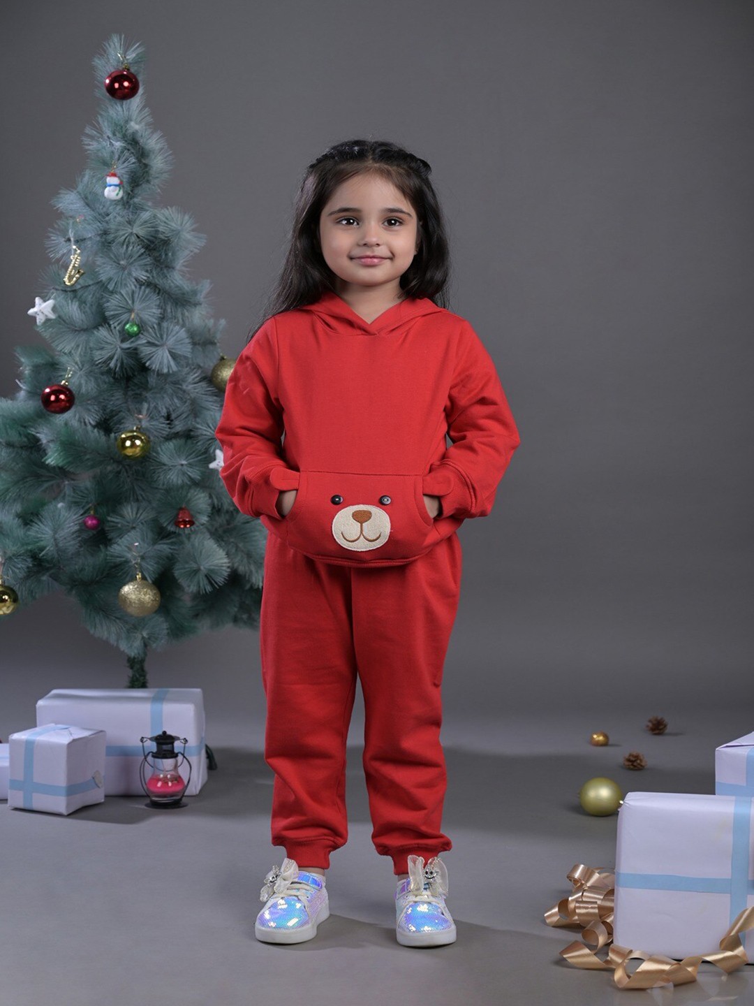 

Budding Bees Girls Printed Pure Cotton Top with Pyjamas, Red