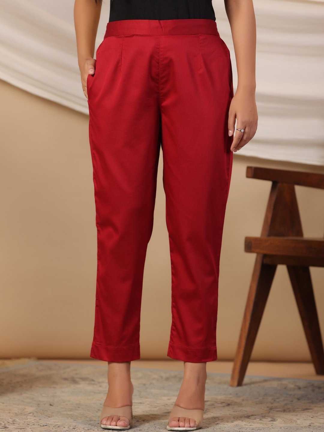 

Juniper Women Comfort Slim Fit Trousers, Maroon