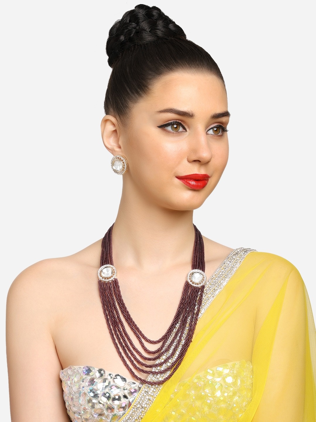 

Zaveri Pearls Gold-Plated Stone Studded & Beads Beaded Jewellery Set