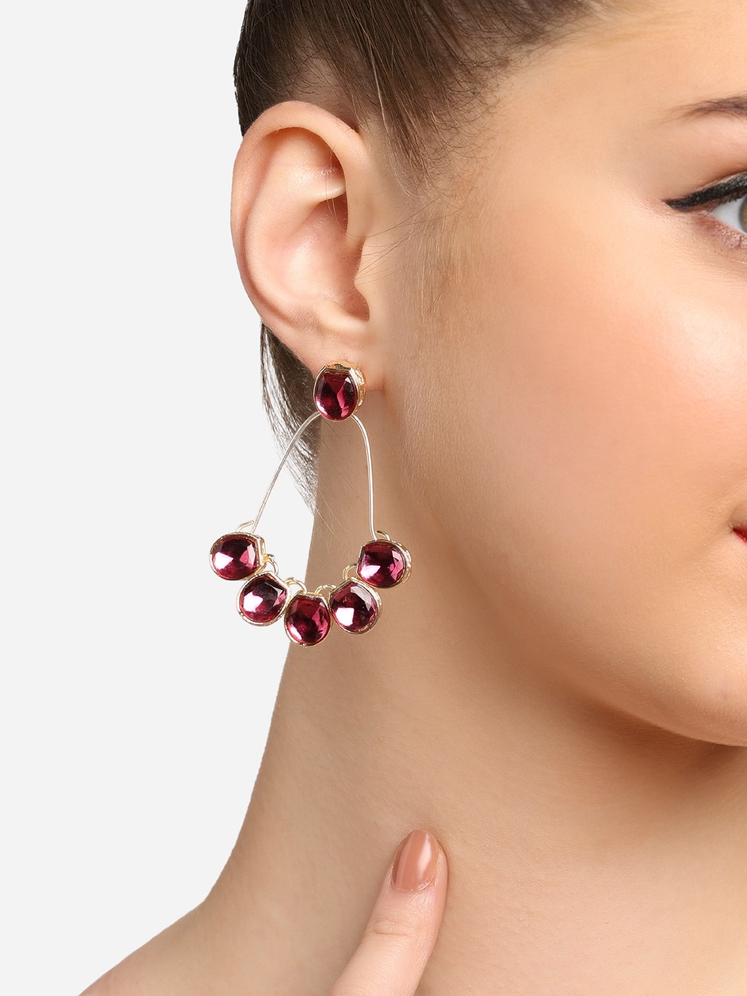 

Zaveri Pearls Gold-Plated Stones Studded Drop Earrings