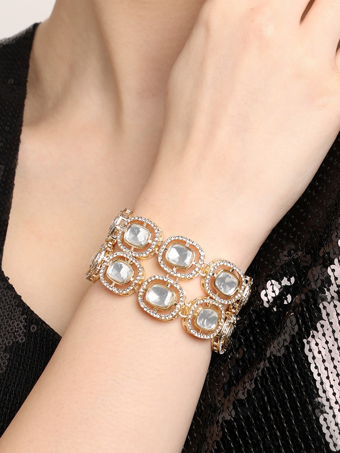 

Zaveri Pearls Gold-Plated Double Layered Wraparound Bracelet