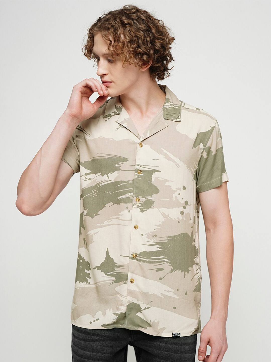 

Jack & Jones Abstract Printed Slim Fit Opaque Casual Shirt, Green