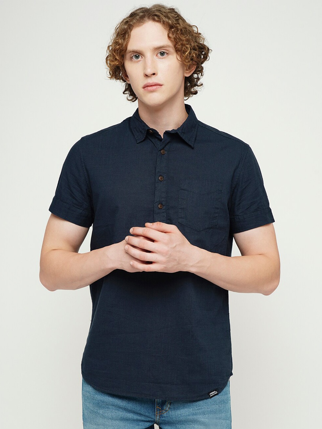 

Jack & Jones Slim Fit Pure Cotton Casual Shirt, Navy blue