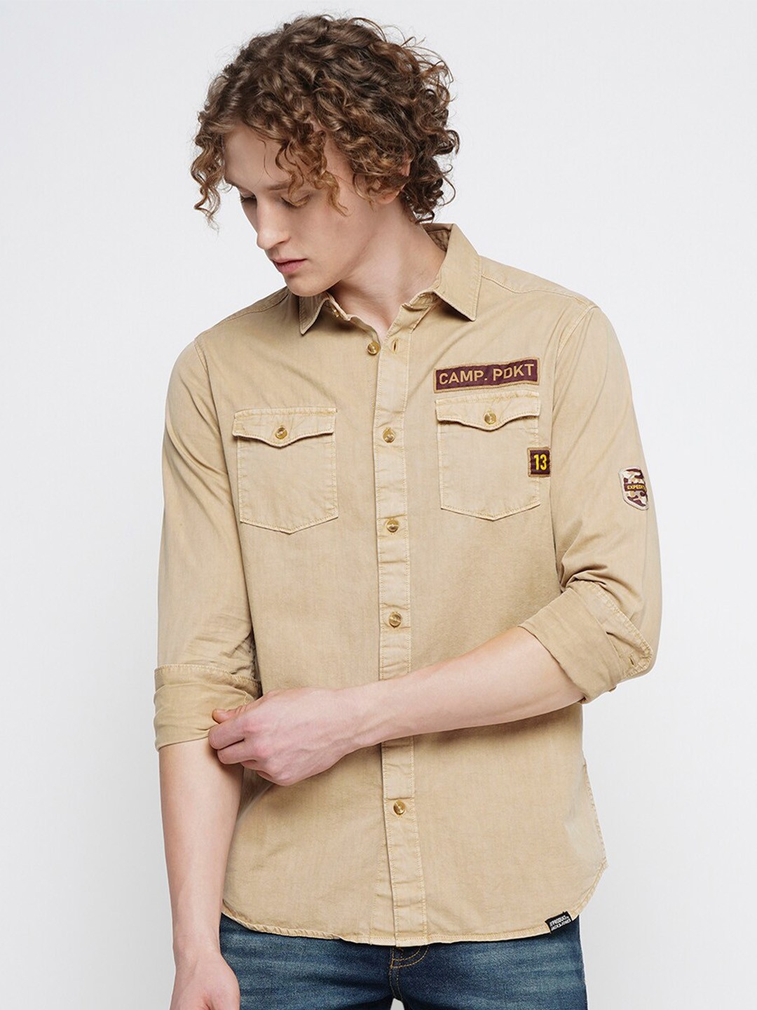 

Jack & Jones Slim Fit Pure Cotton Casual Shirt, Beige