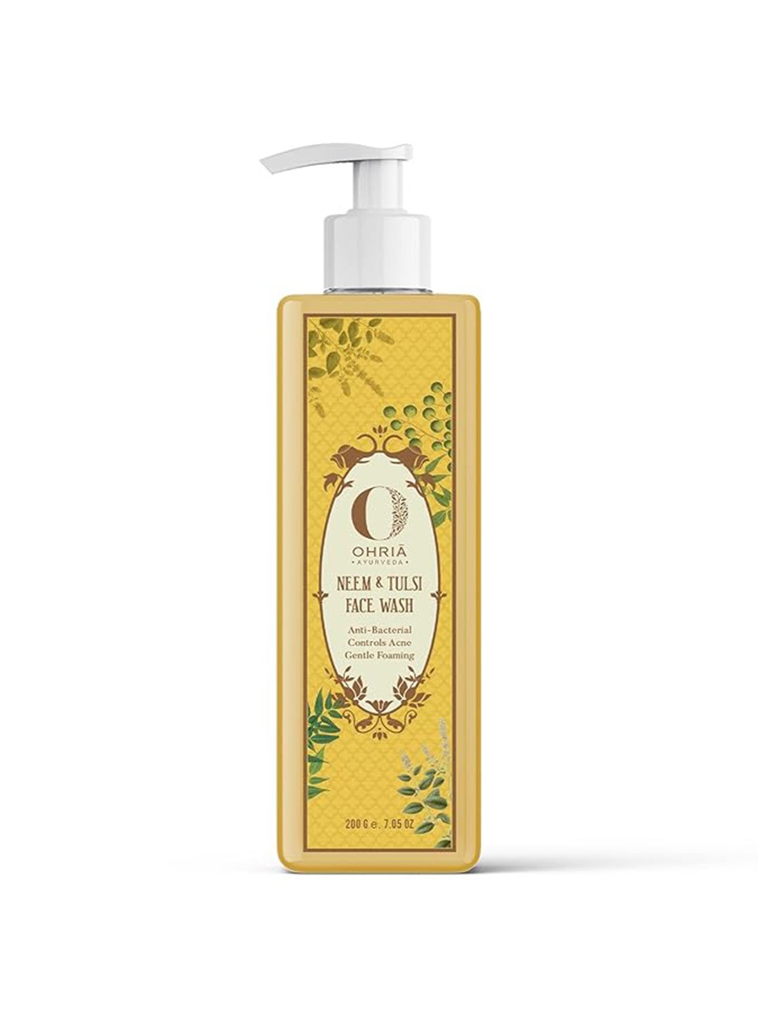 

OHRIA AYURVEDA Neem & Tulsi Face Wash Controls Acne & Gentle Foaming Face Wash - 200ml, Yellow