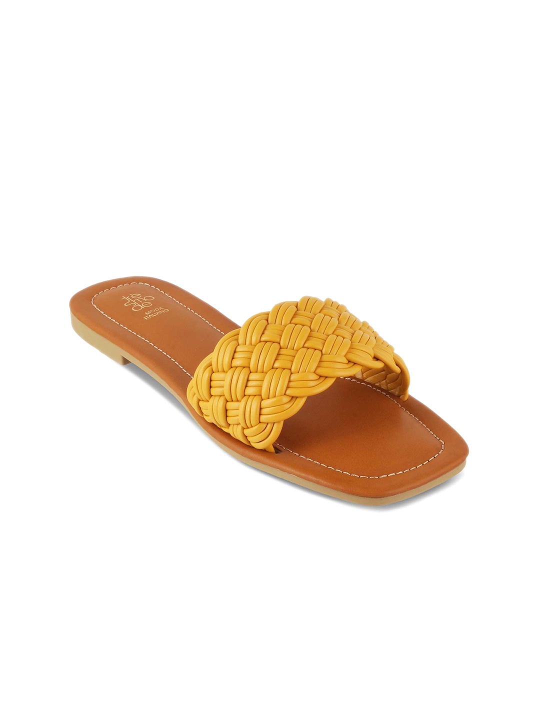 

Tresmode Textured Open Toe Flats, Yellow