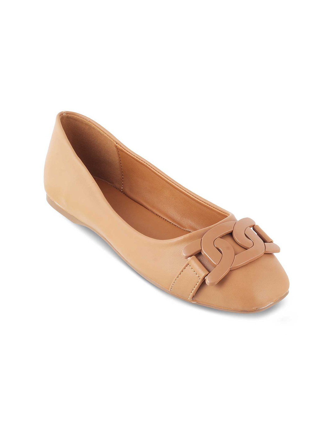 

Tresmode Square Toe Embellished Ballerinas, Tan