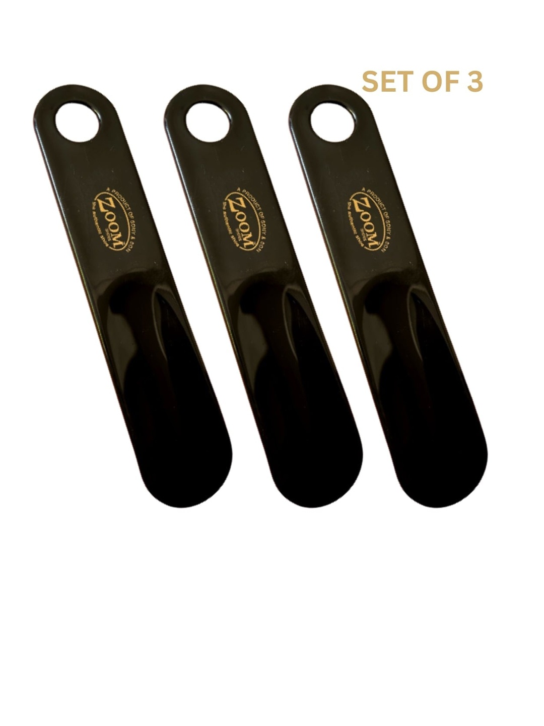 

Zoom Shoes Set of 3 Smooth Edge Shoe Horns, Black