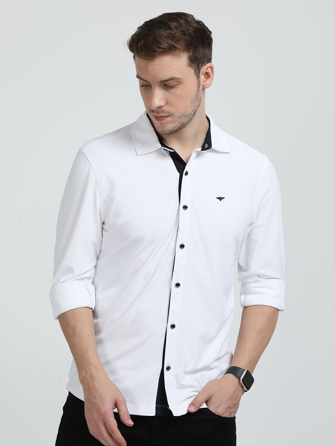 

STELLERS Comfort Spread Collar Casual Shirt, White