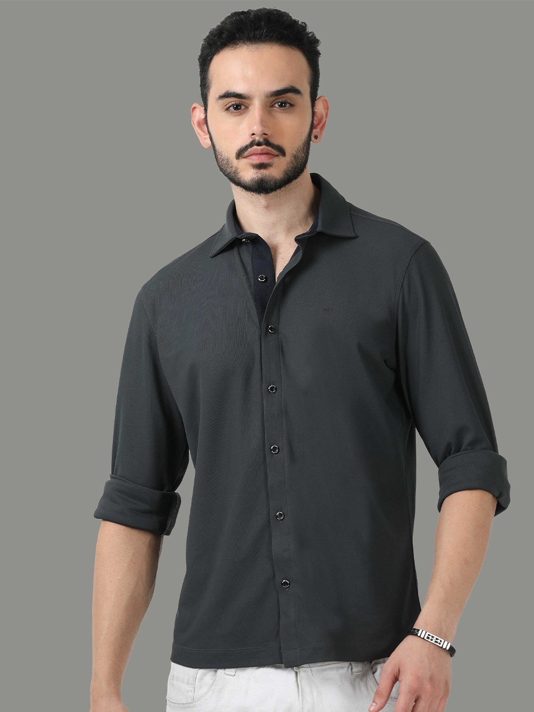 

STELLERS Comfort Spread Collar Casual Shirt, Grey