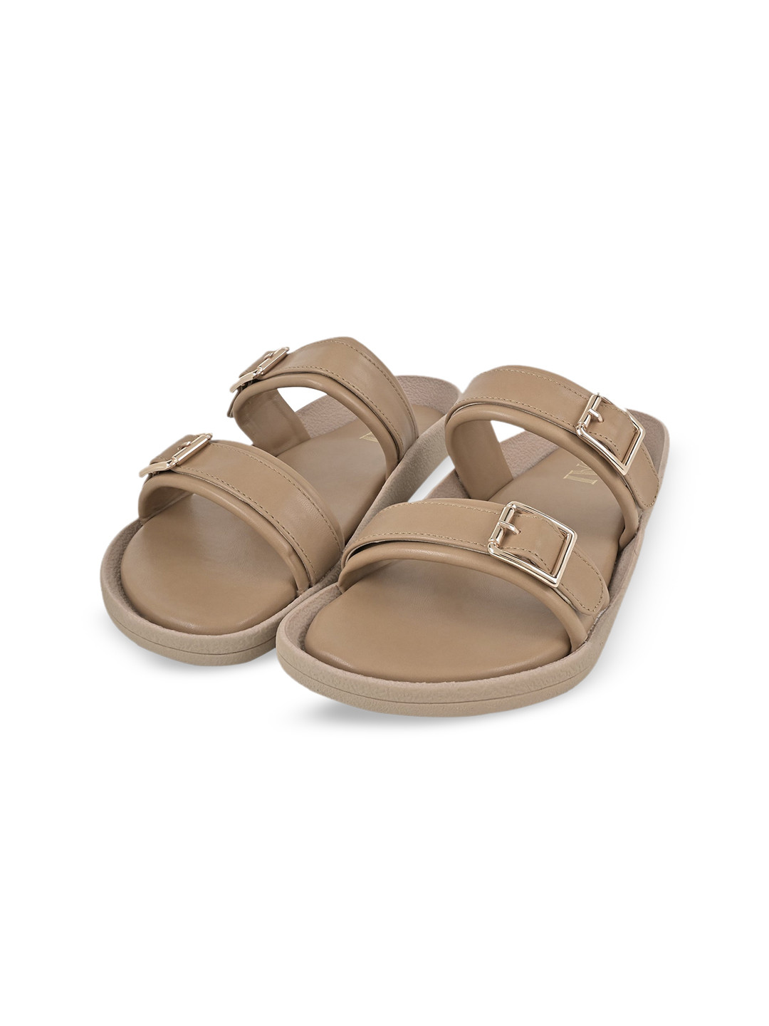 

CAI Two Strap One Toe Flats With Buckle Detail, Nude