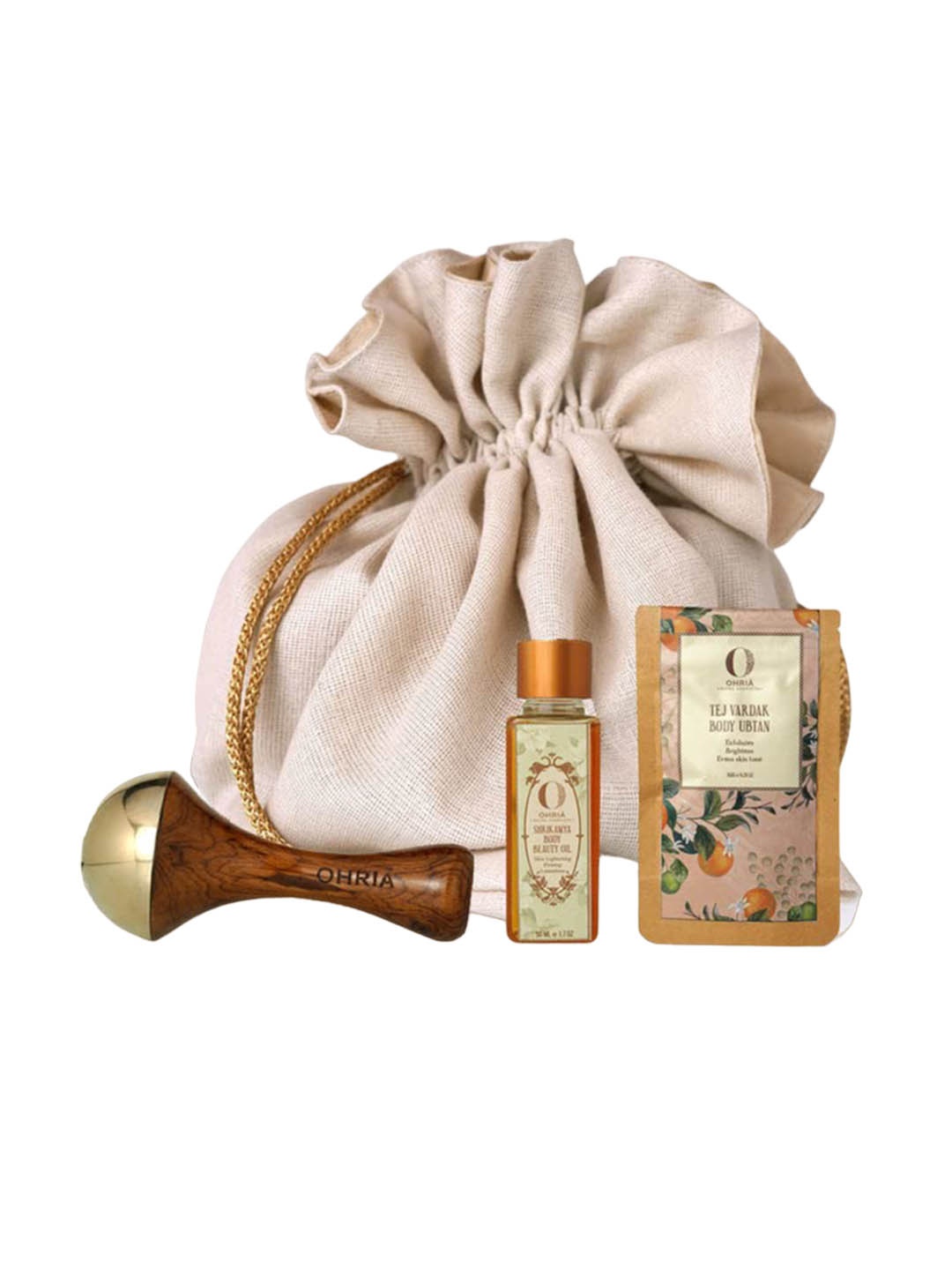 

OHRIA AYURVEDA 3-Pcs Body Massage Wand-Body Ubtan & Massage Oil Gift Set, Multi