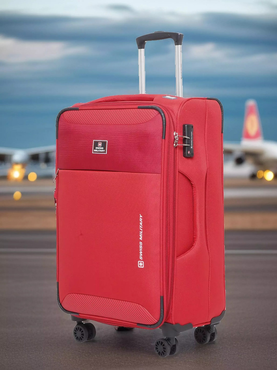 

SWISS MILITARY Soft Sided Medium Trolley Suitcase 78 L, Red