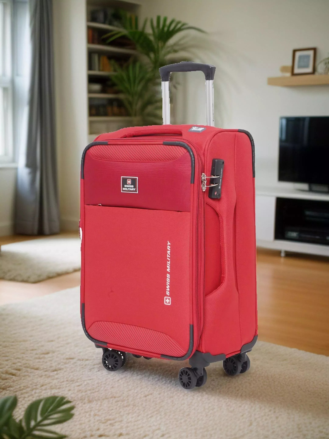 

SWISS MILITARY Soft Sided Cabin Trolley Suitcase 48 L, Red