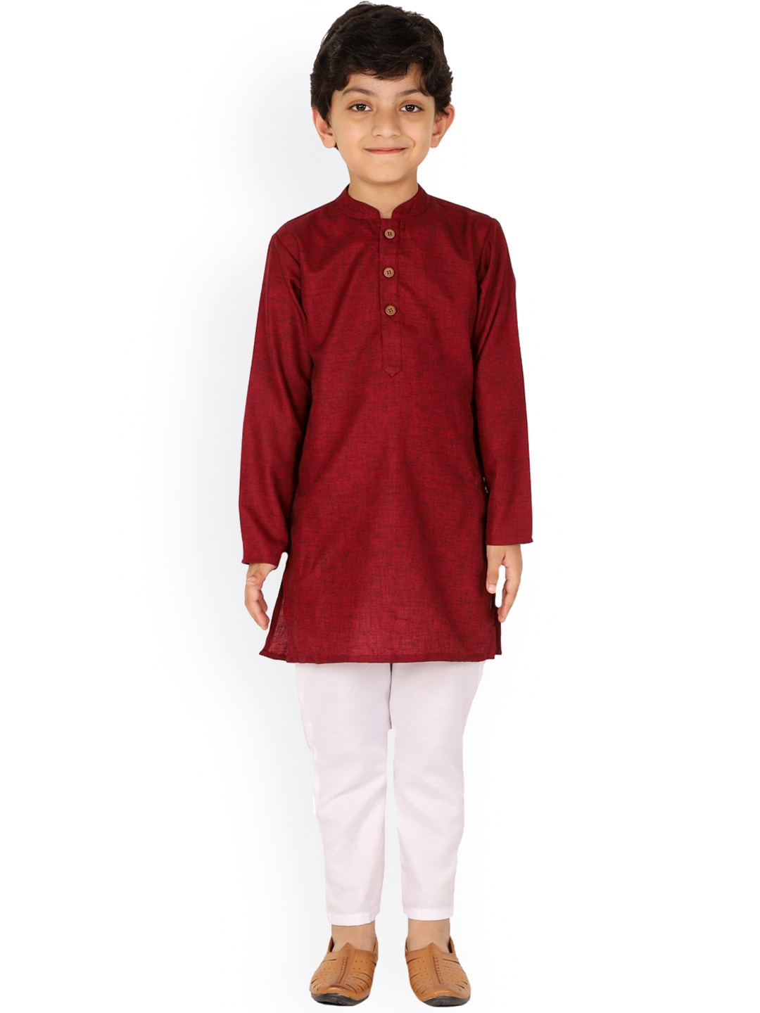 

BAESD Boys Pure Cotton Regular Kurta with Pyjamas, Burgundy
