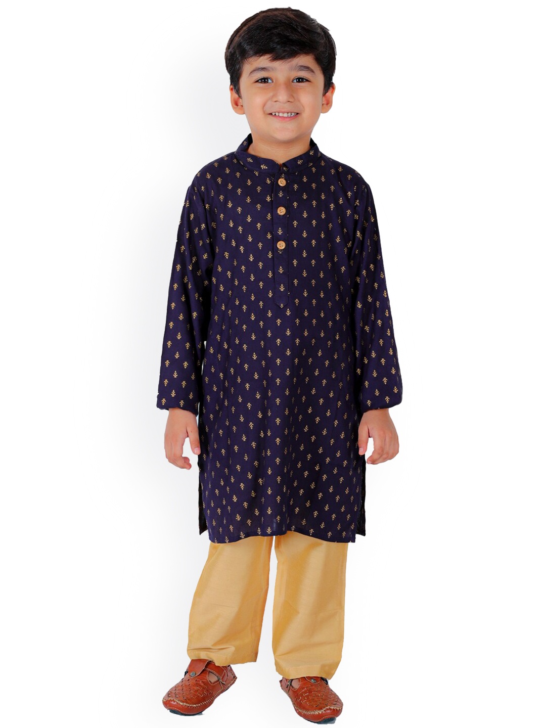

BAESD Boys Ethnic Motifs Printed Regular Kurta with Pyjamas, Navy blue