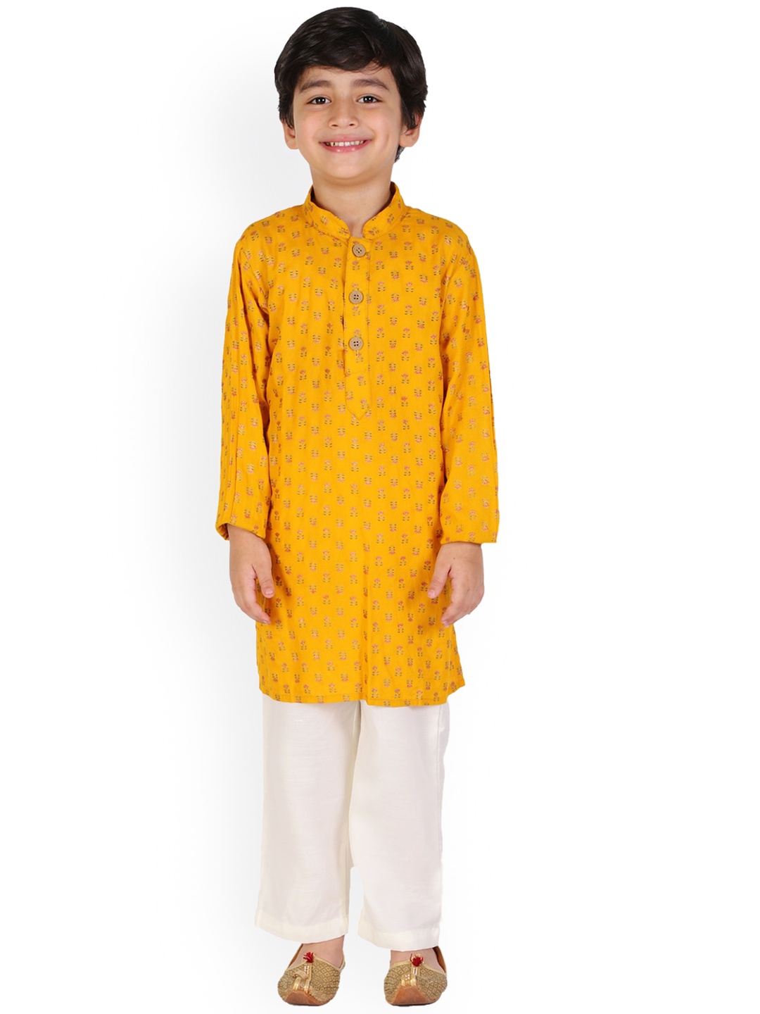 

BAESD Boys Ethnic Motifs Printed Kurta with Pyjamas, Mustard
