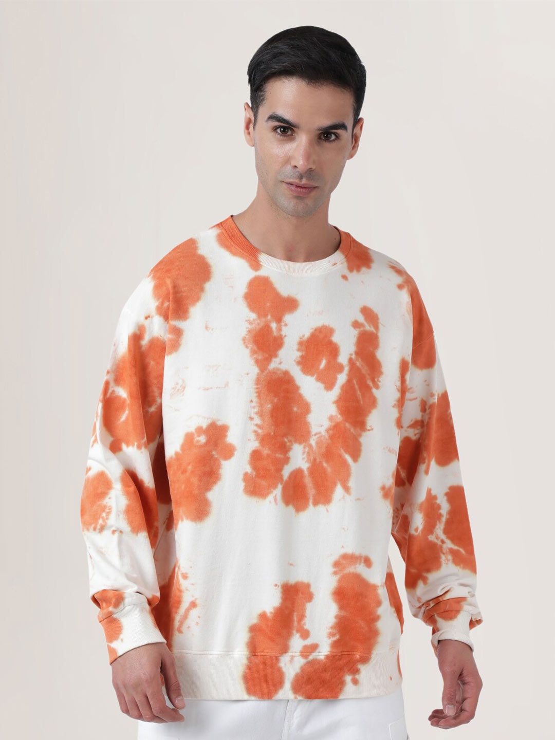 

Bene Kleed Unisex Orange Tie and Dye Pullover Sweatshirt, White