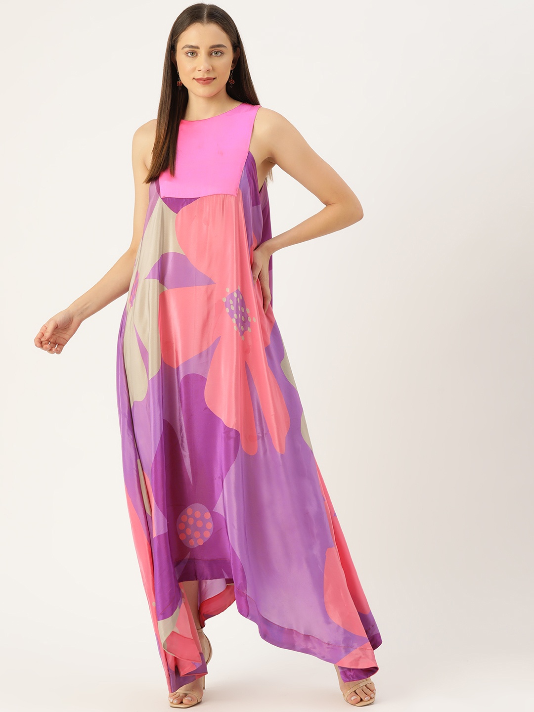 

Simaaya Print Crepe A-Line Maxi Dress, Purple