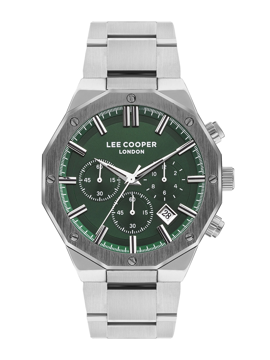 

Lee Cooper Men Brass Dial & Bracelet Style Straps Analogue Chronograph Watch LC07807.380, Green