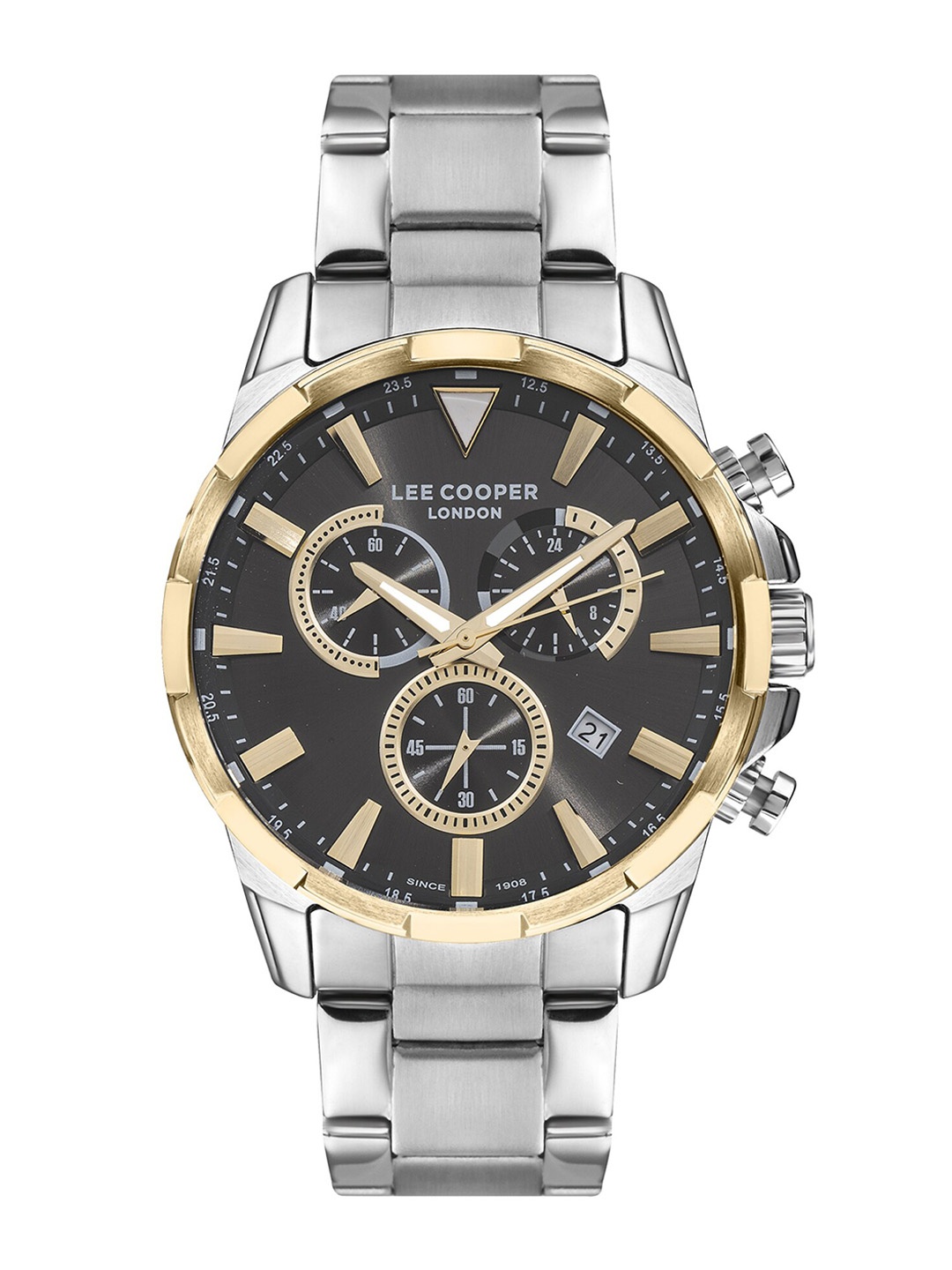 

Lee Cooper Men Brass Skeleton Dial & Bracelet Style Straps Analogue Watch LC07385.260, Grey