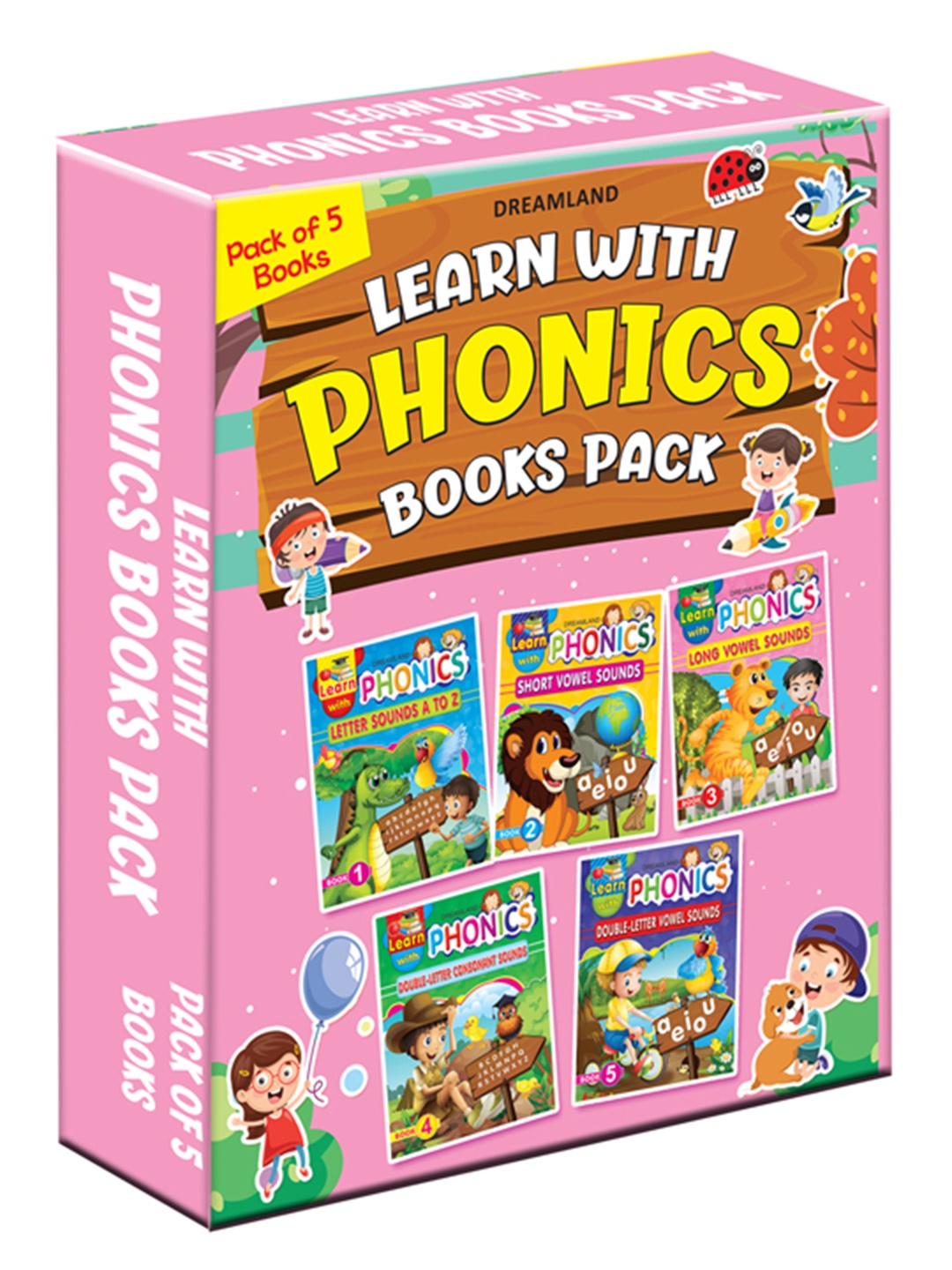 

Dreamland Kids Set Of 5 Learn With Phonics Books, Blue