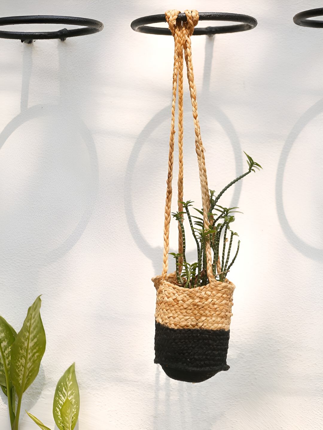

Shilpkara Eco-Friendly Cotton Dori Jute Hanging Planter, Black