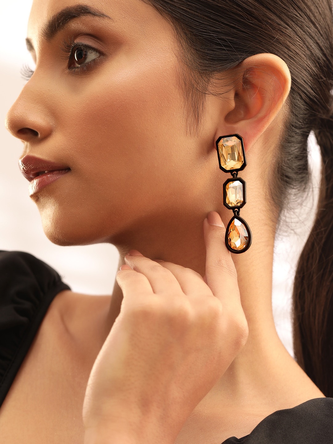 

Rubans Voguish Gold Plated Geometric Drop Earrings