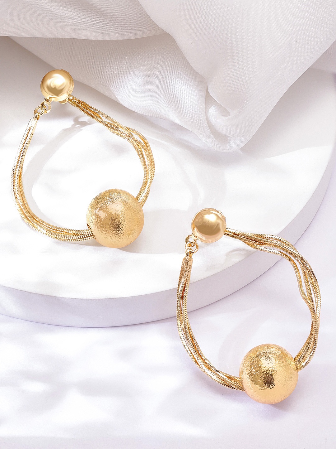 

Rubans Voguish Gold-Plated Oval Drop Earrings