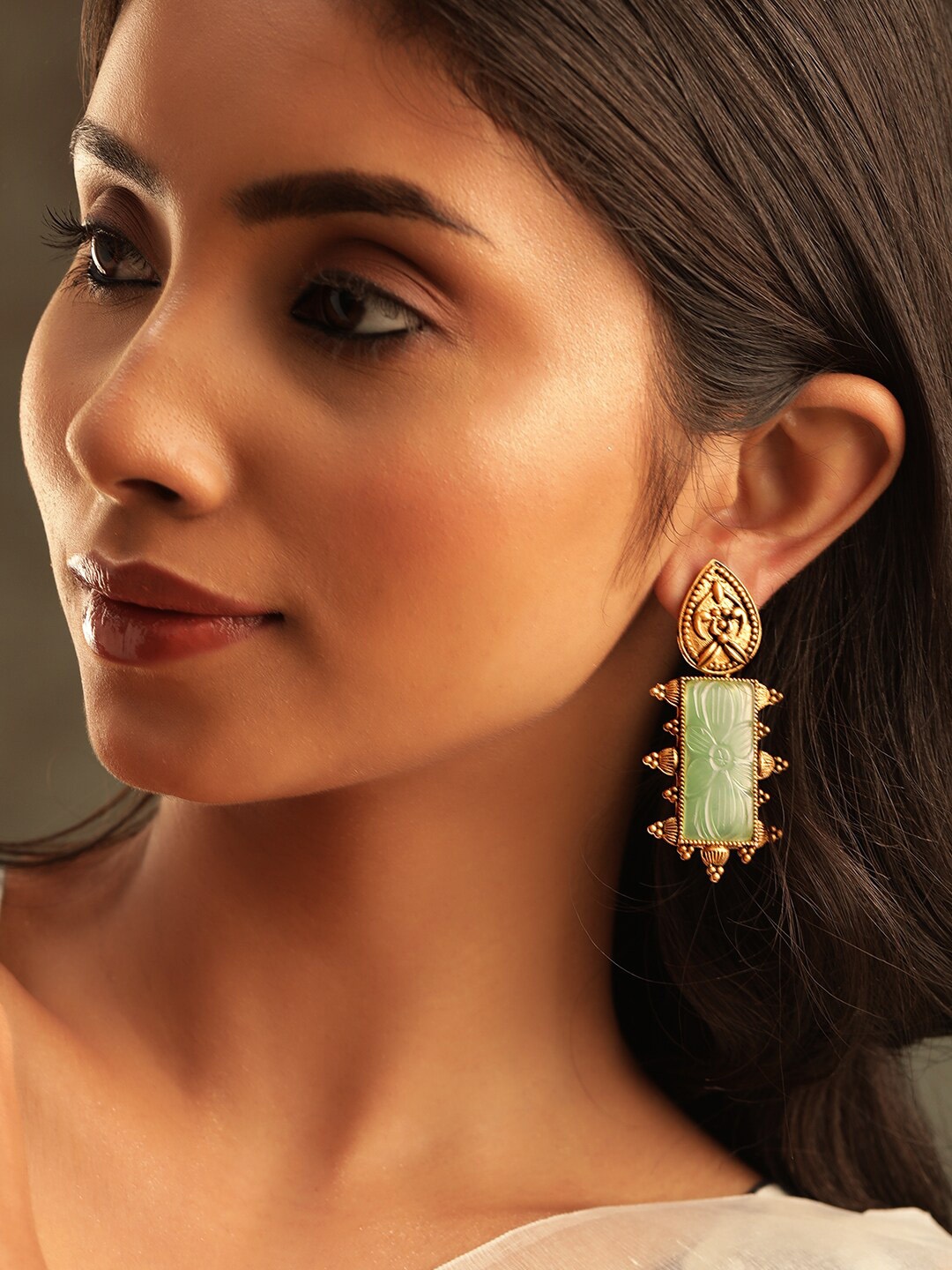 

Rubans Gold-Plated Geometric Drop Earrings