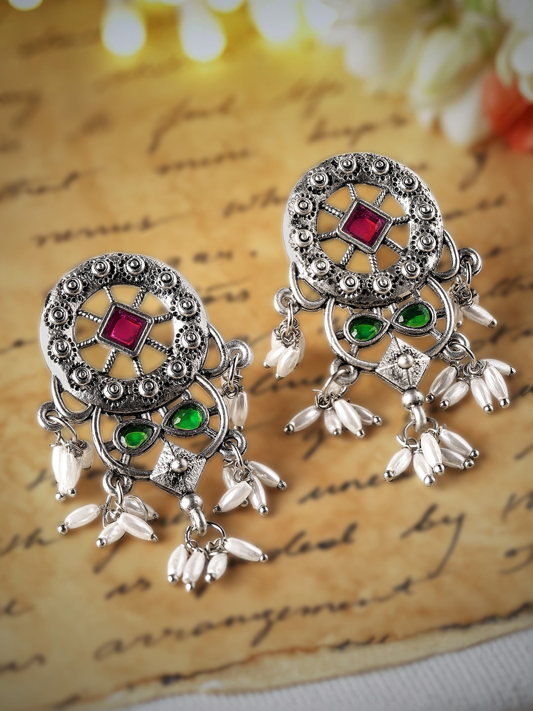 

Rubans Silver-Plated Classic Drop Earrings