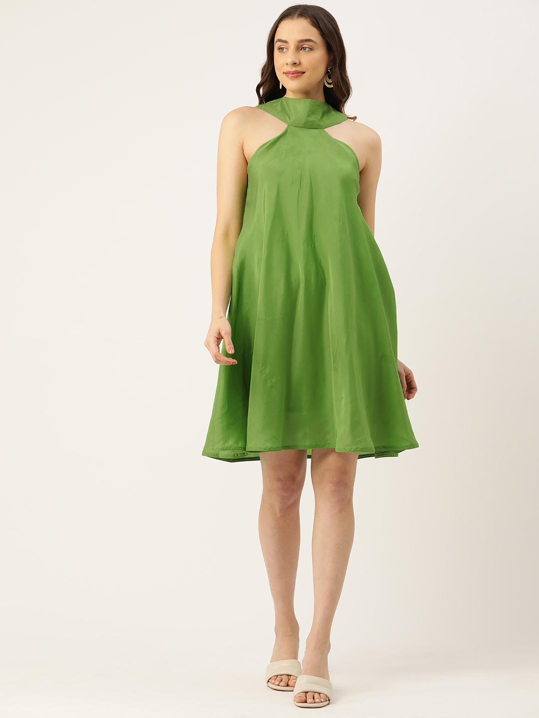 

Simaaya Halter Neck Chiffon A-Line Dress, Green