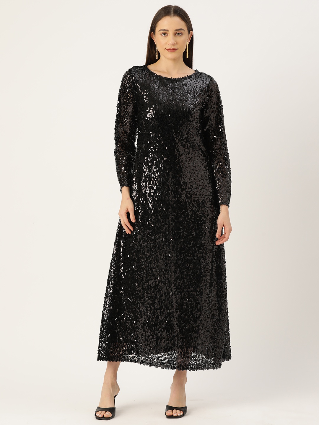 

Simaaya Embellished Embroidered Net Maxi Dress, Black