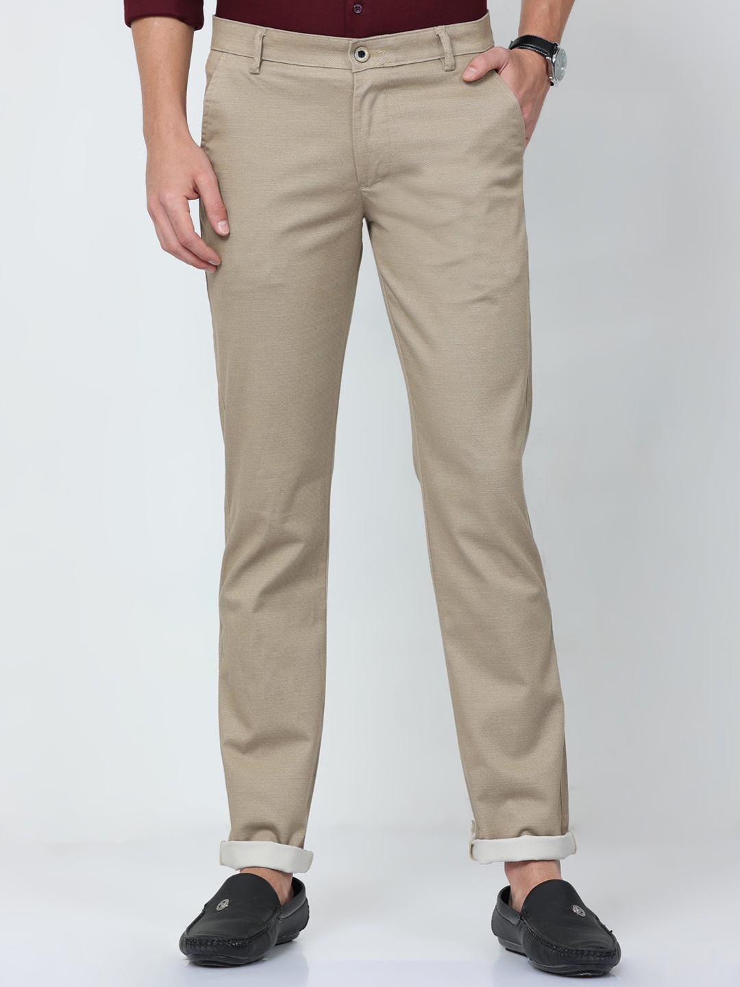 

CP BRO Men Classic Slim Fit Cotton Trousers, Khaki