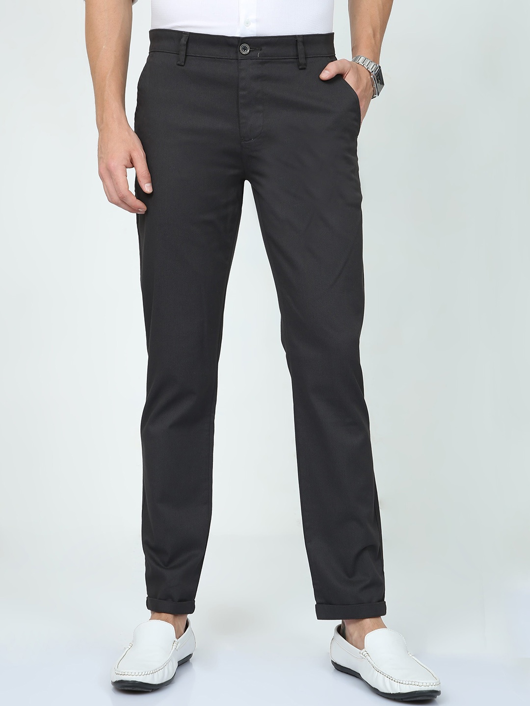 

CP BRO Men Classic Slim Fit Cotton Trousers, Brown