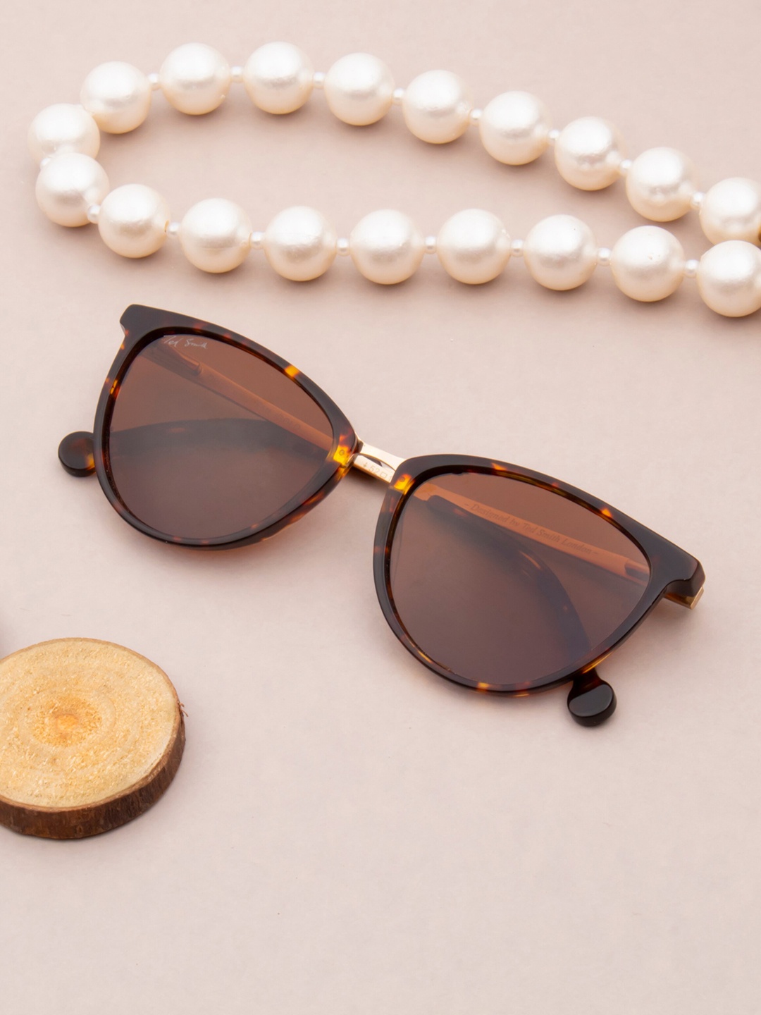 

Ted Smith Women Lens & Cateye Sunglasses With Polarised Lens, Brown
