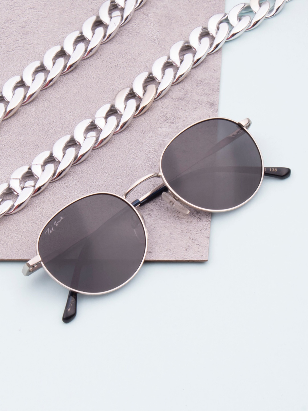 

Ted Smith Unisex Round Sunglasses With Polarised Lens CLYDE_C5, Grey