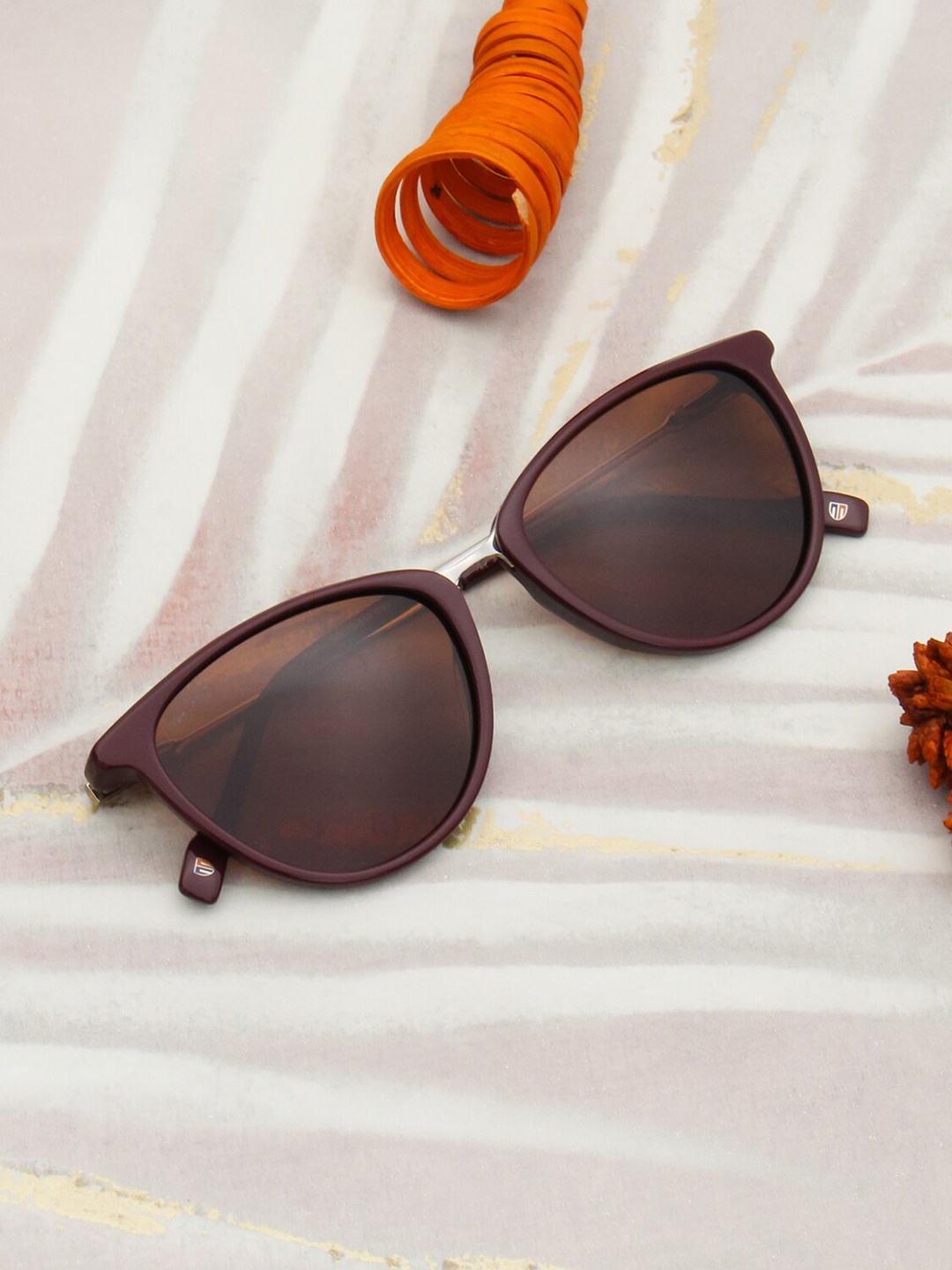 

Ted Smith Women Cateye Sunglasses with Polarised Lens TRICIA_C5, Brown