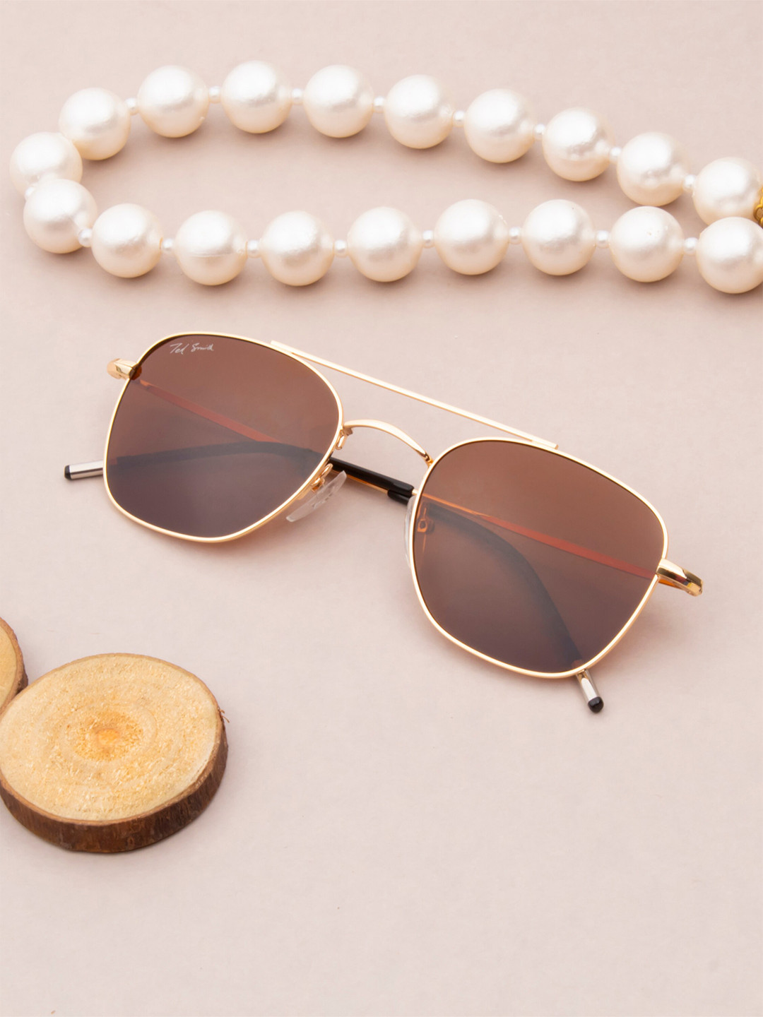 

Ted Smith Unisex Aviator Sunglasses with Polarised Lens-7003_C2A, Brown