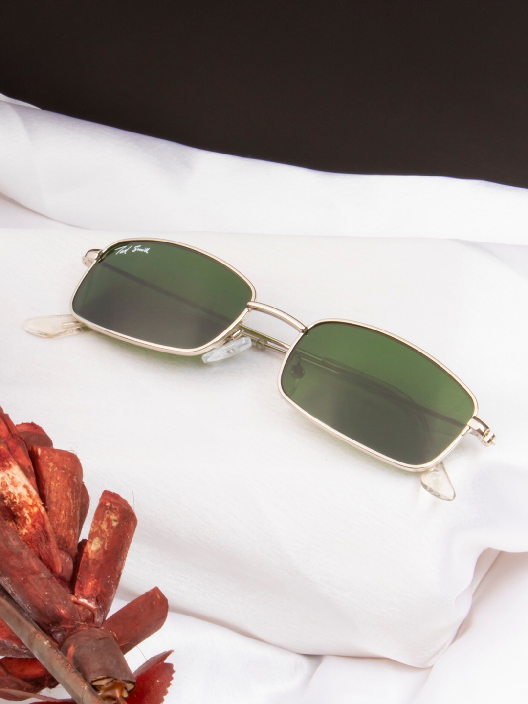 

Ted Smith Unisex Rectangle Sunglasses with UV Protected Lens, Green