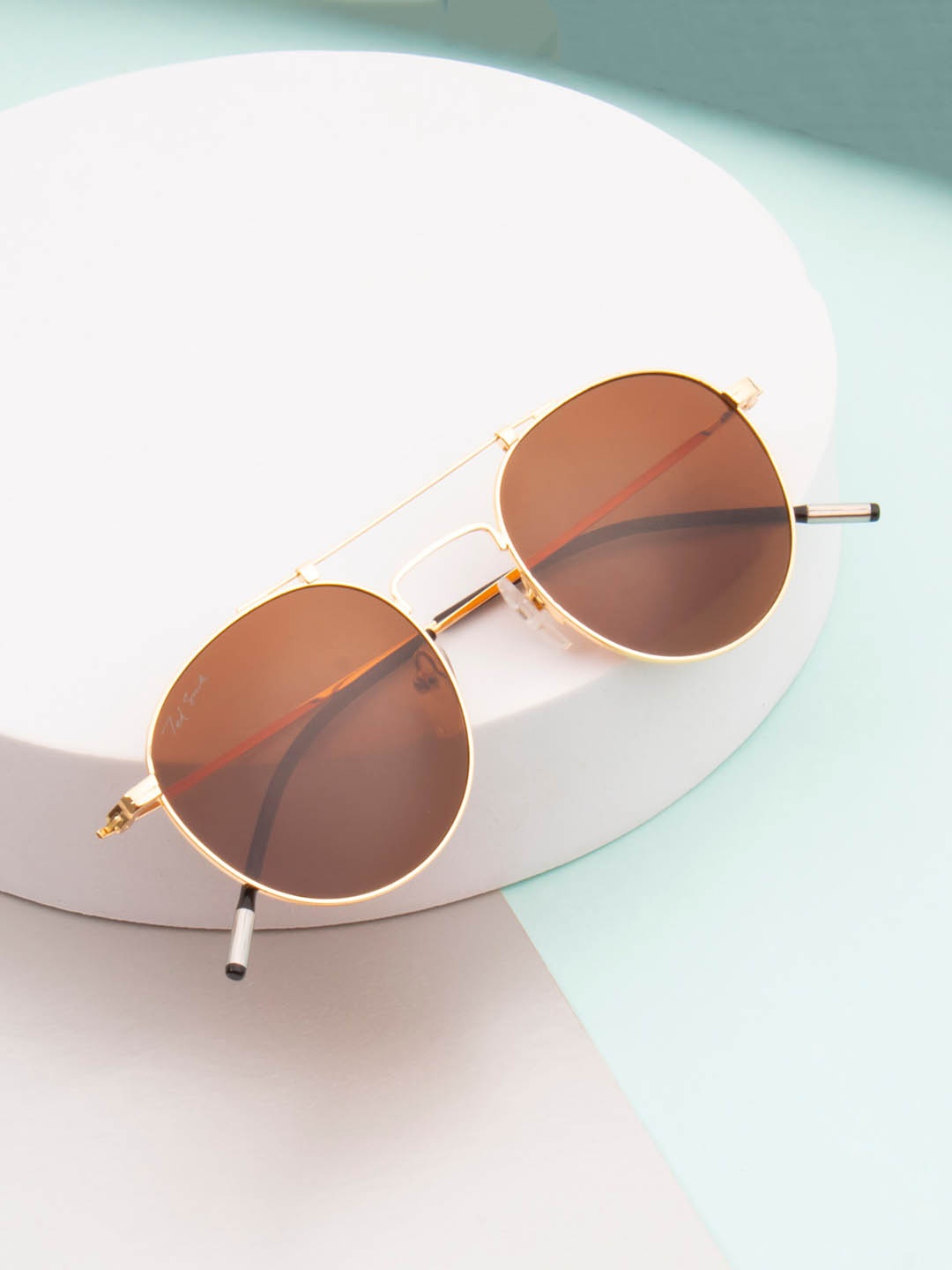 

Ted Smith Unisex Round Sunglasses with Polarised Lens, Brown