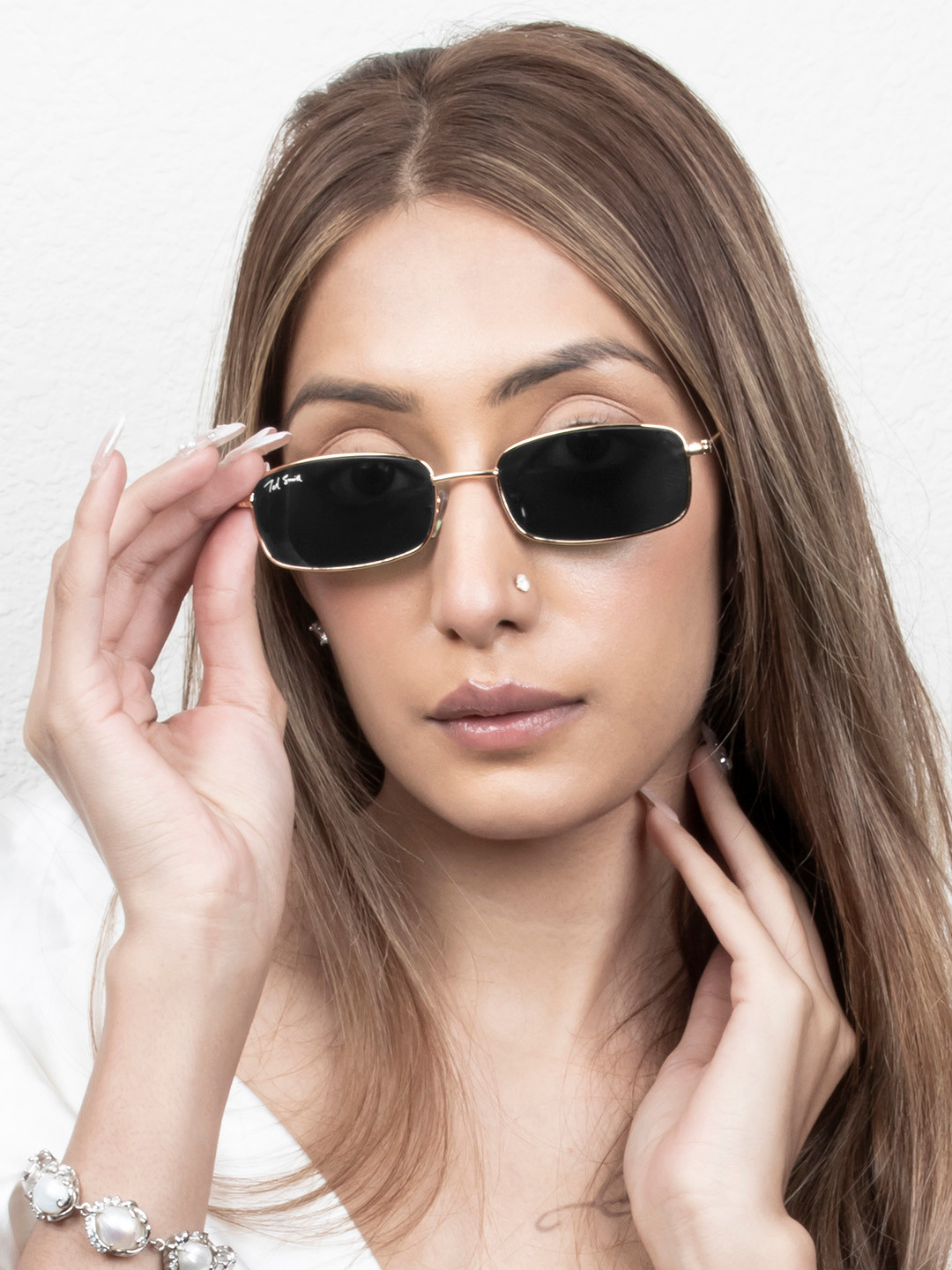 

Ted Smith Unisex Rectangle Sunglasses with UV Protected Lens CANDY-X_C5, Black