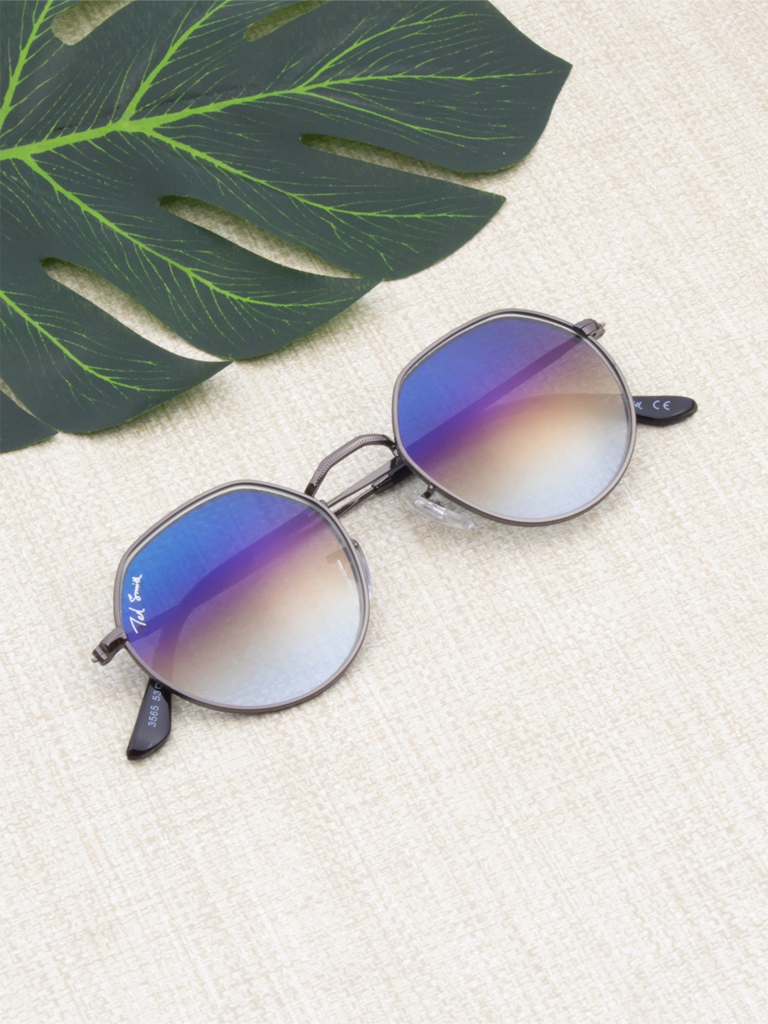 

Ted Smith Unisex Round Sunglasses with UV Protected Lens GEORGE_C10, Blue