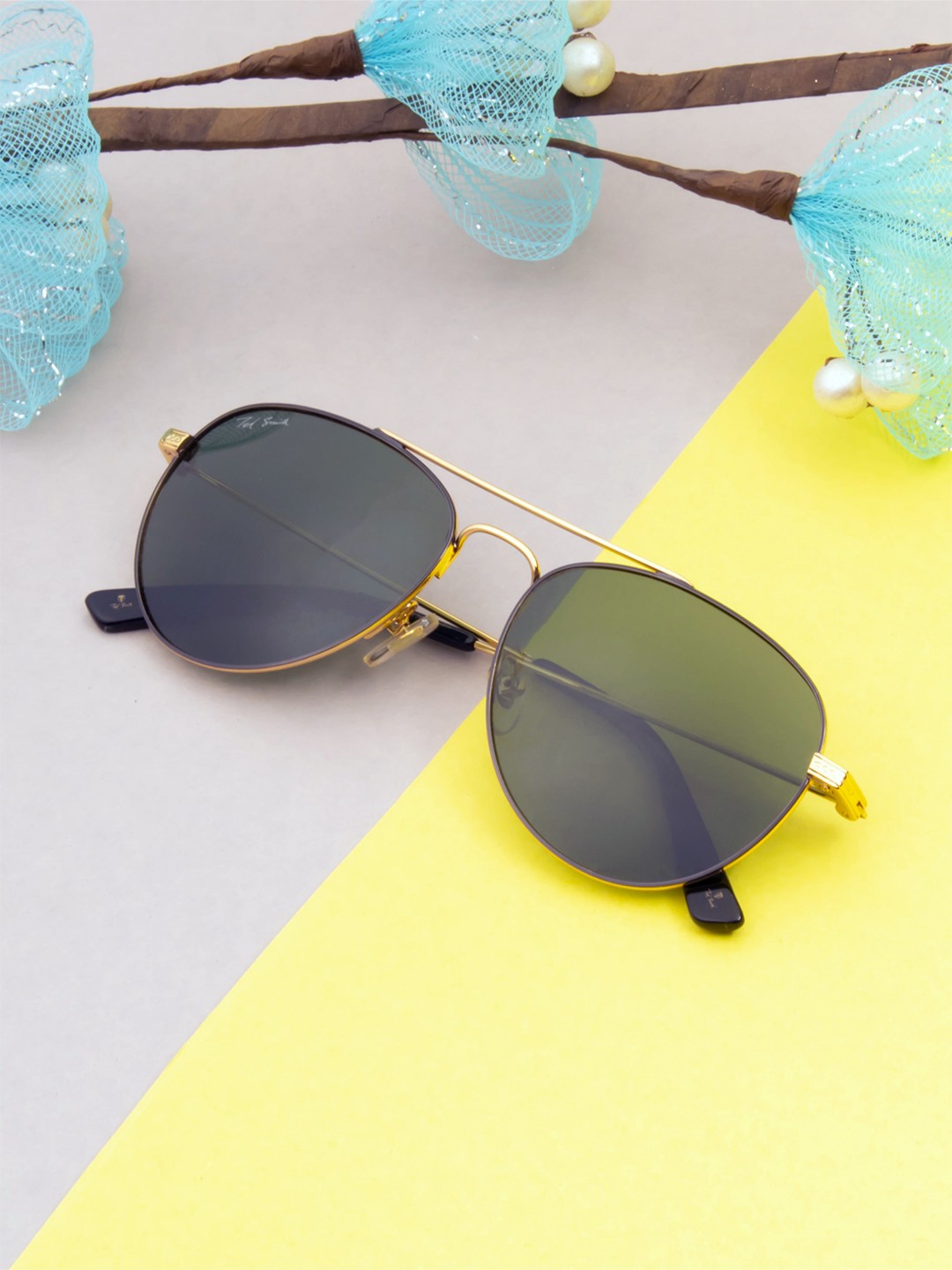 

Ted Smith Unisex Aviator Sunglasses with Polarised Lens YORK-1_SGSG-A, Green