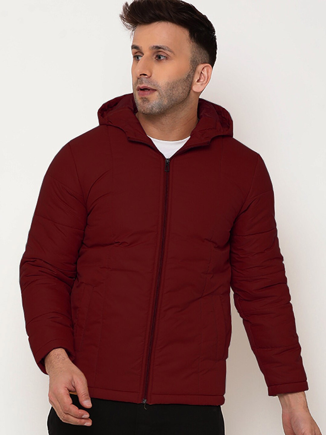 

9ty3ree Insulator Hooded Puffer Jacket, Maroon