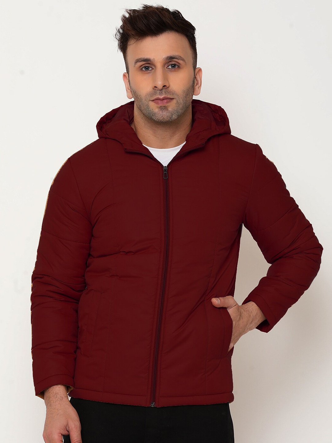

9ty3ree Insulator Hooded Puffer Jacket, Maroon