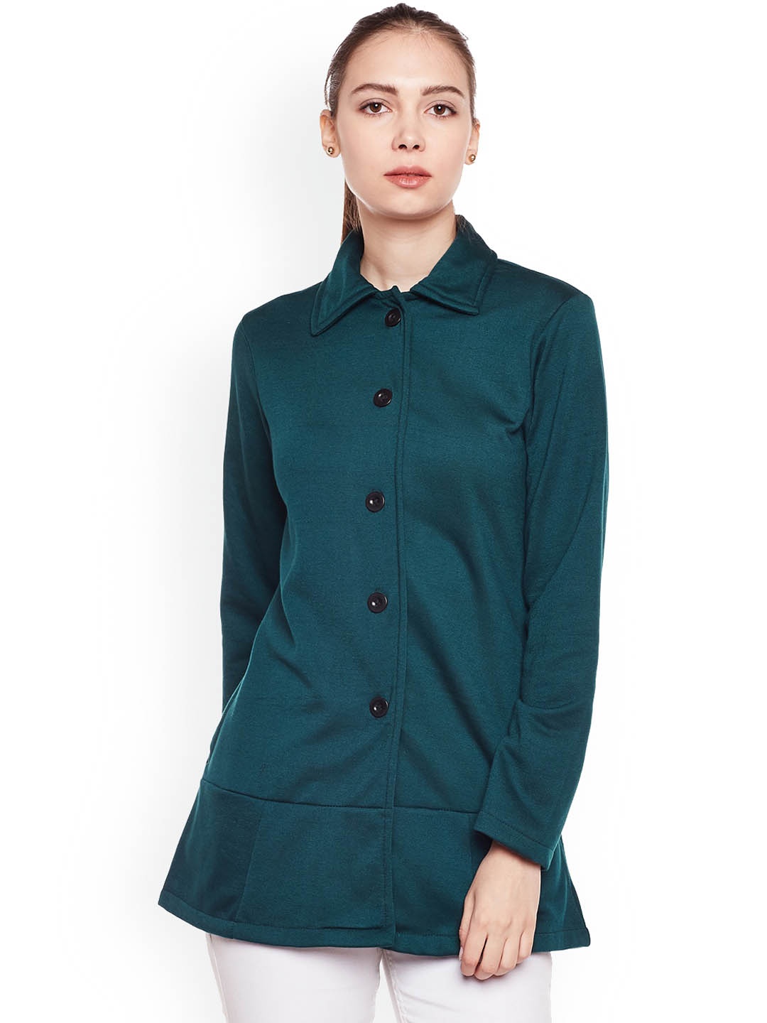 

BAESD Spread Collar Fleece Overcoat, Teal